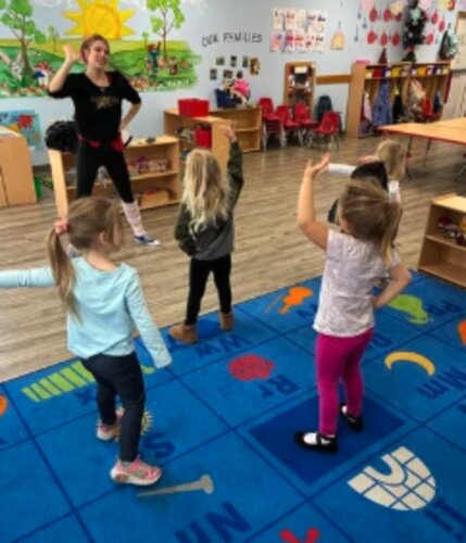 Dancercise class with colorful props