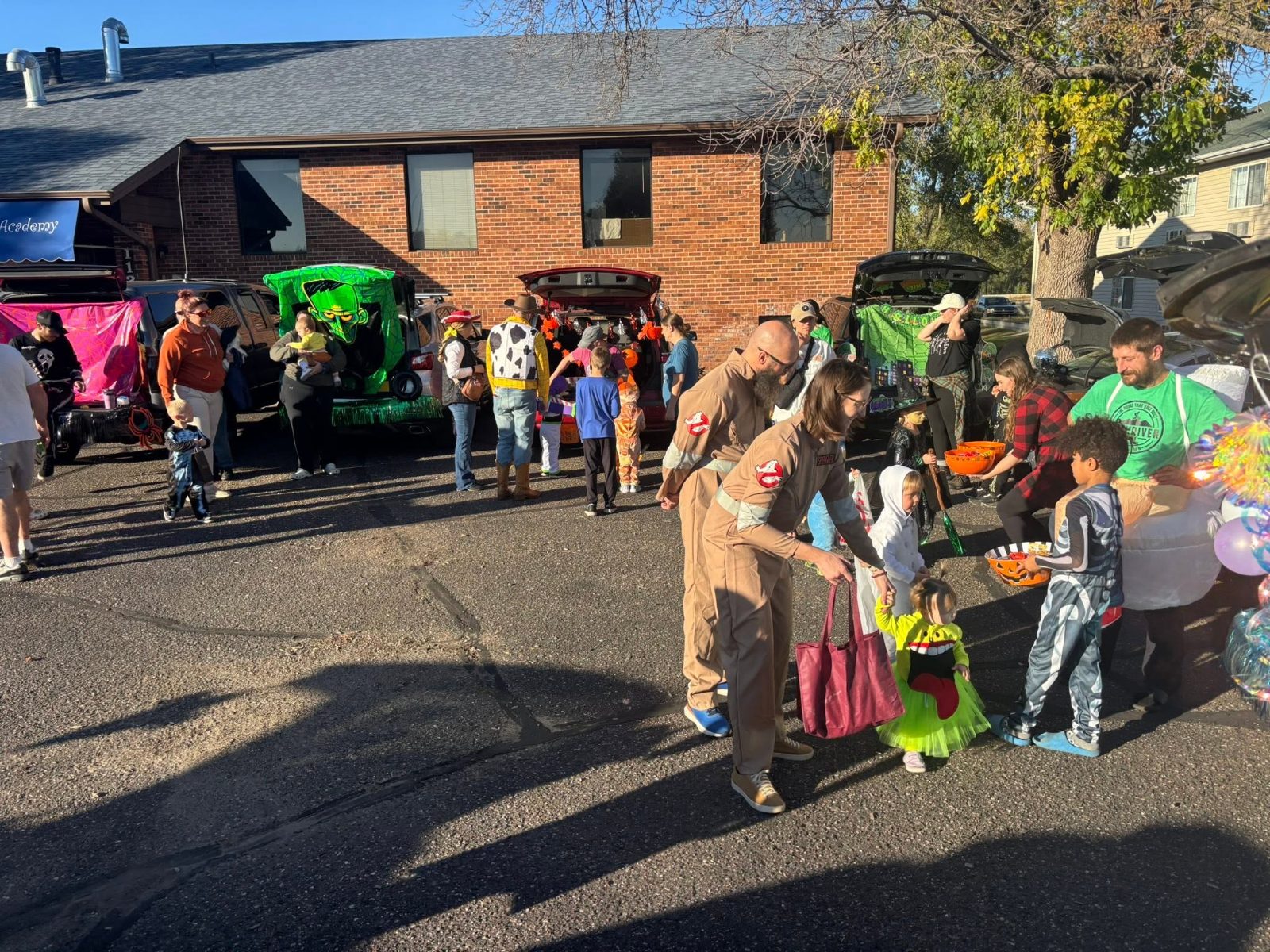 Families at our annual trunk-or-treat community event