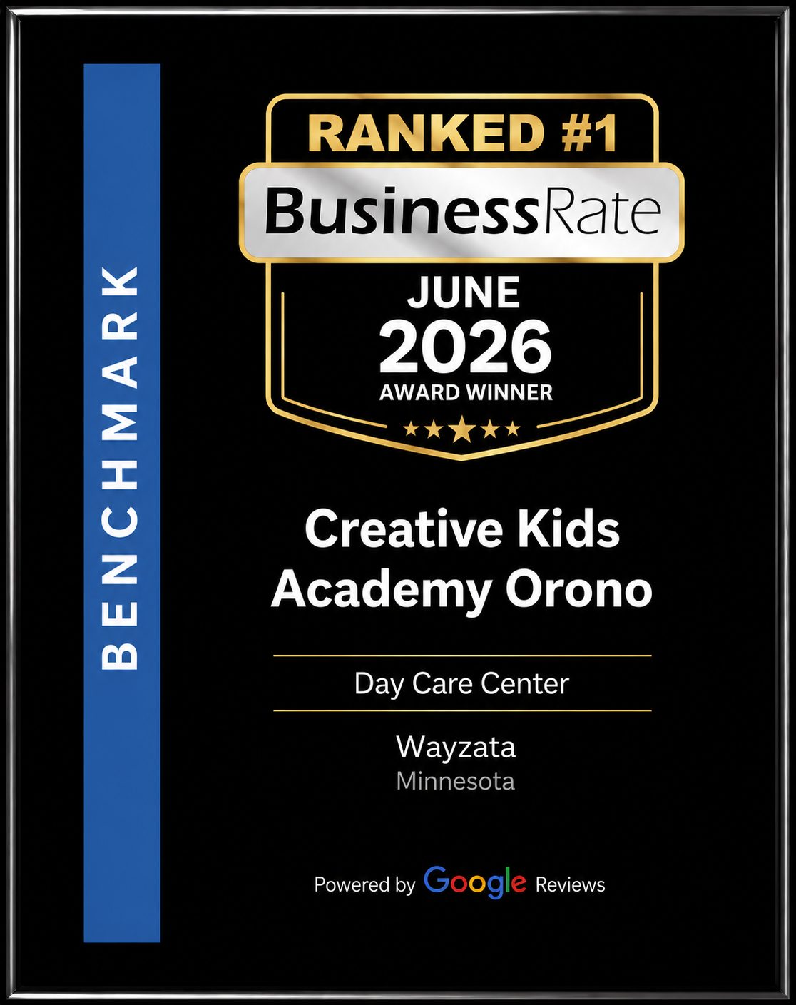 BusinessRate Ranked #1 June 2026 Award Winner - Creative Kids Academy Orono